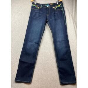 Vintage Coogi Checkered Embroidery Denim Jeans Women 15/16 Y2k Retro Boho *